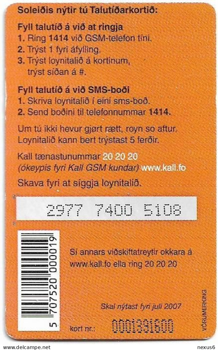 Faroe - Kall - Two Dogs, Exp.07.2007, GSM Refill 50Kr, Used - Färöer I.