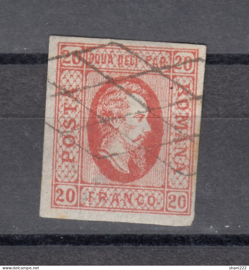 Romania 1865 Prince Cuza - 20 B. Red Vf Used (e-54) - 1858-1880 Moldavie & Principauté