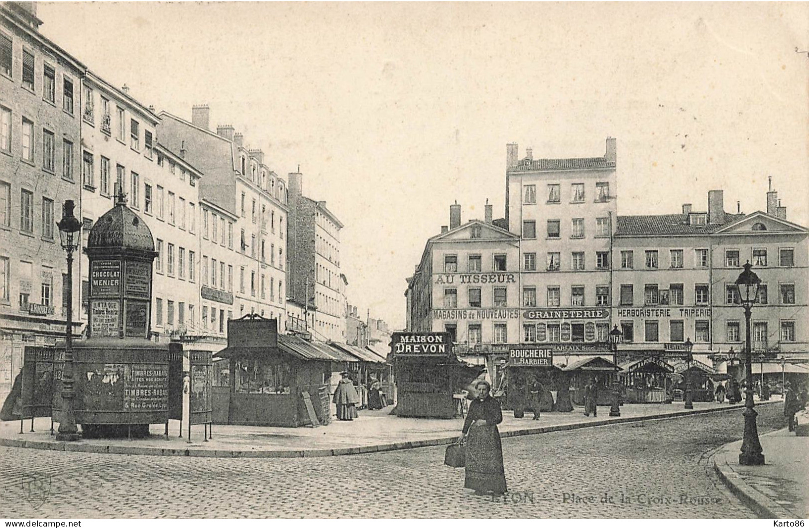 Lyon 4ème * 1904 * Place De La Croix Rousse * Pissotières * Baraquements Marché Marchands * Commerces Magasins - Lyon 4