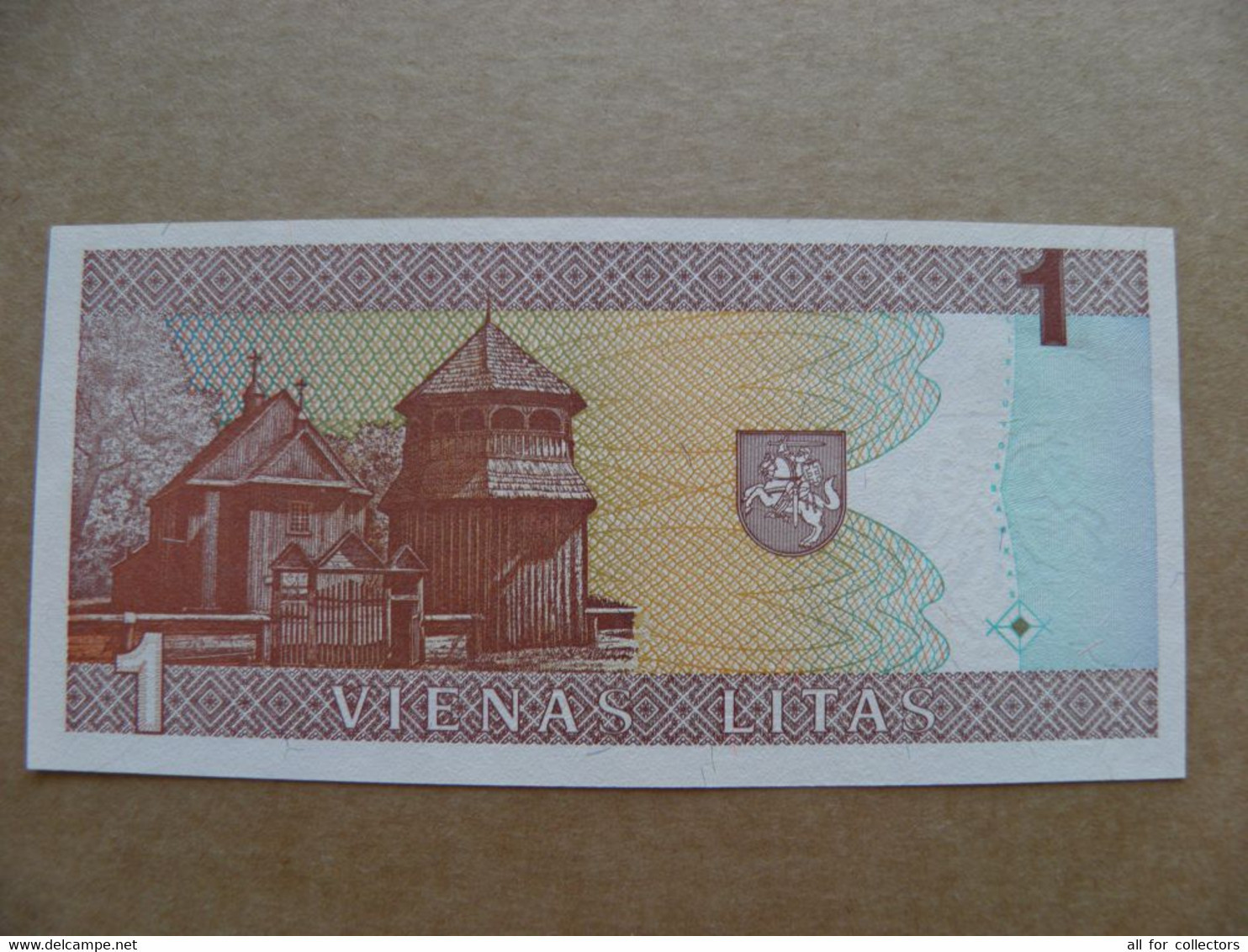 UNC Banknote Lithuania 1 Litas 1994 P-53 Writer Zemaite Church Prefix AAA - Lituanie