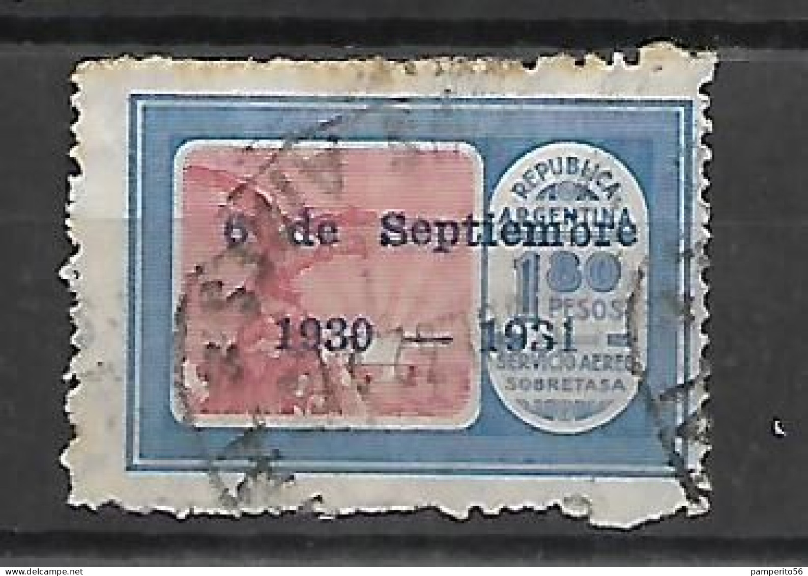 ARGENTINA - AÑO 1931 - Primer Aniversario De La Revolución De 1930 - Sello Aereo De 1928 Resellado -VC U$23 - Gebraucht