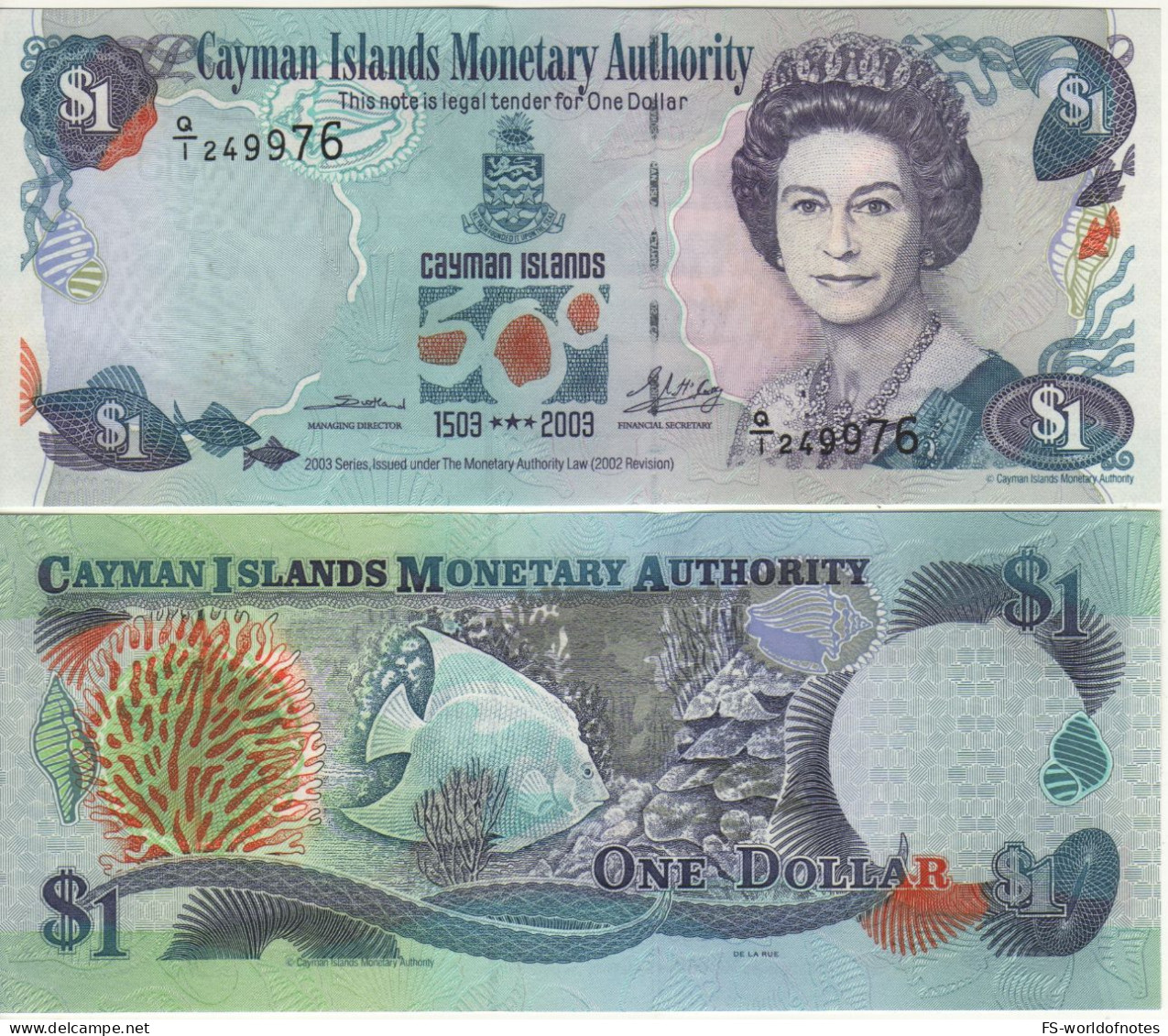 CAYMAN 1 Dollar  P30a  Dated 2003  "500th Anniversary Discovery Of The Cayman Islands (1503-2003)" - Kaimaninseln