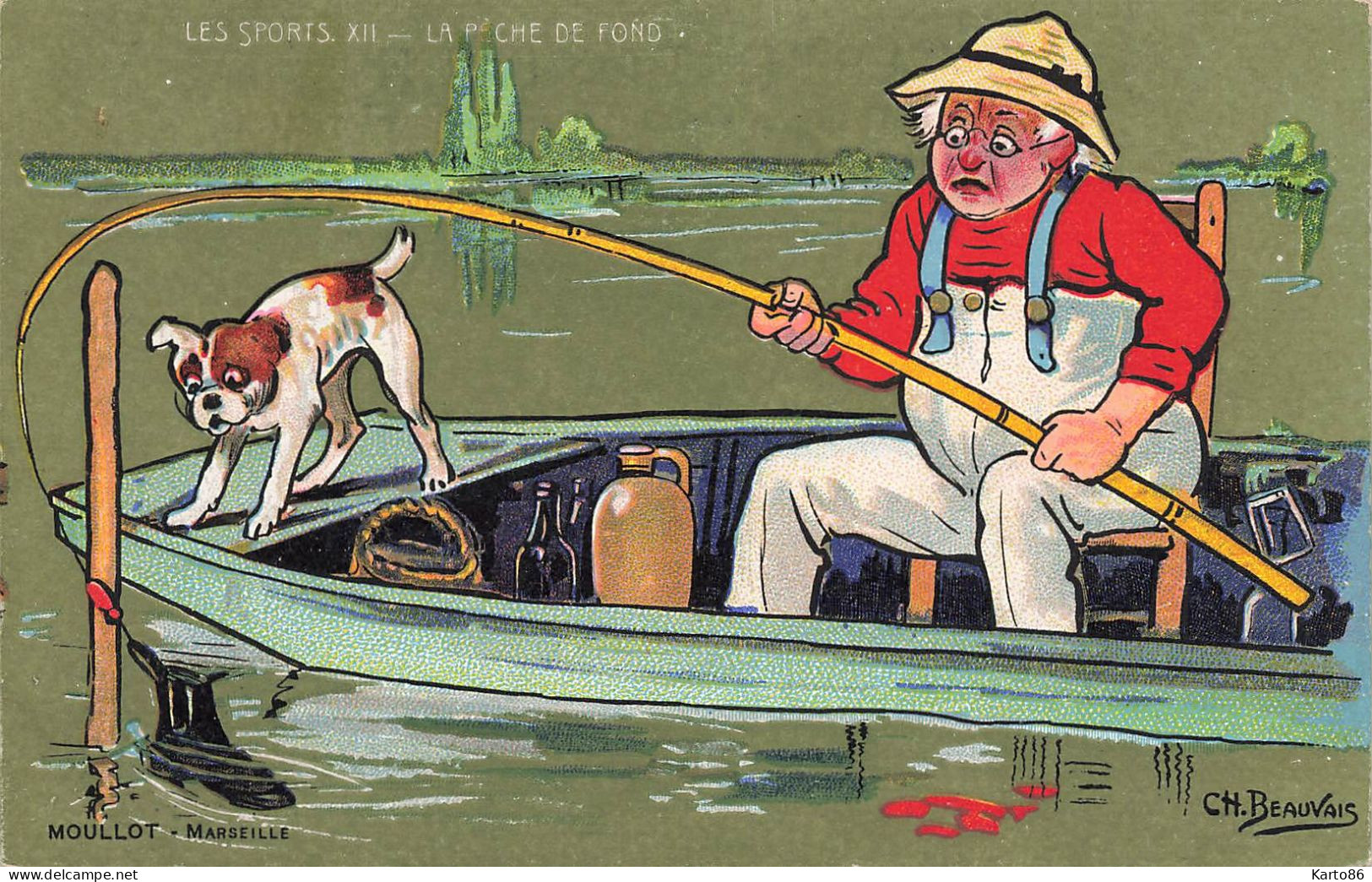 CH. BEAUVAIS * CPA Illustrateur Art Nouveau Beauvais * Les Sports XII La Pêche De Fond * Pêche à La Ligne Pêcheur - Beauvais