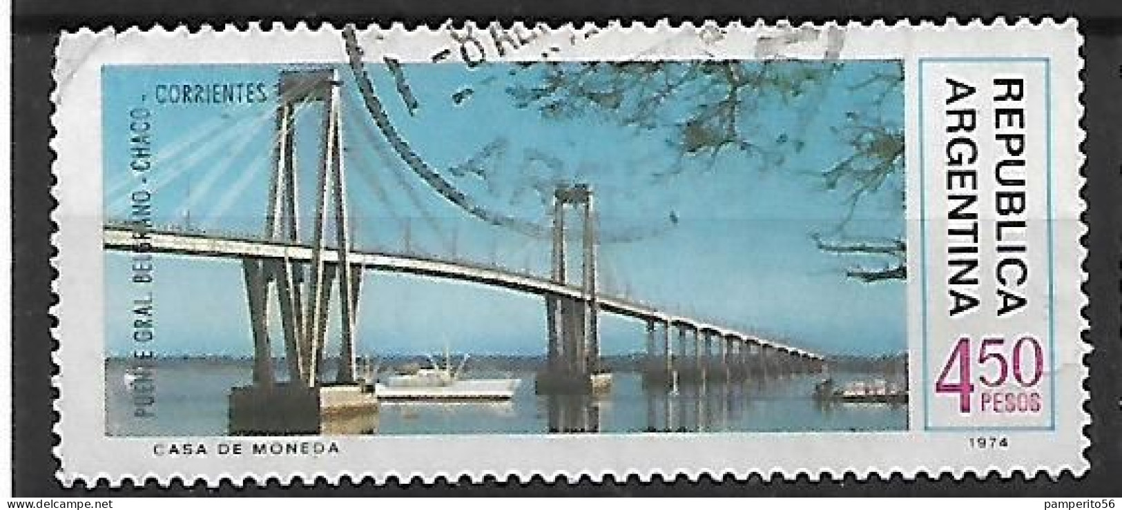 ARGENTINA - AÑO 1974 - Serie Obras De Infraestructura Nacional - Puente Chaco Corrientes - Usado - Gebraucht