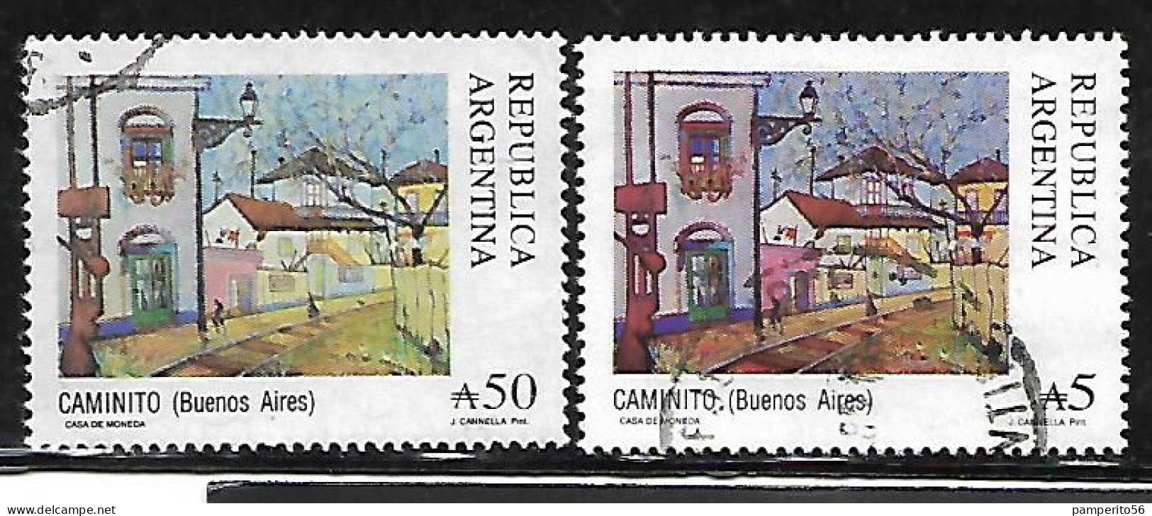 ARGENTINA - AÑO 1988 - CAMINITO Pintura - Dos Valores Emision 1988 Y 1989- Usado - Usati