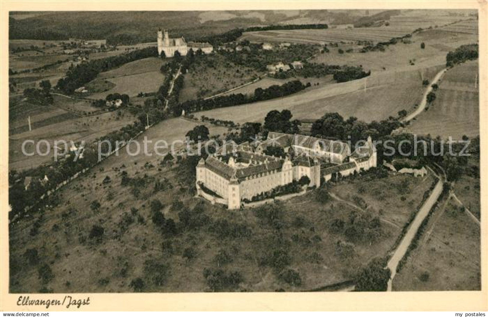 43068971 Ellwangen Jagst Kloster Fliegeraufnahme Ellwangen - Ellwangen