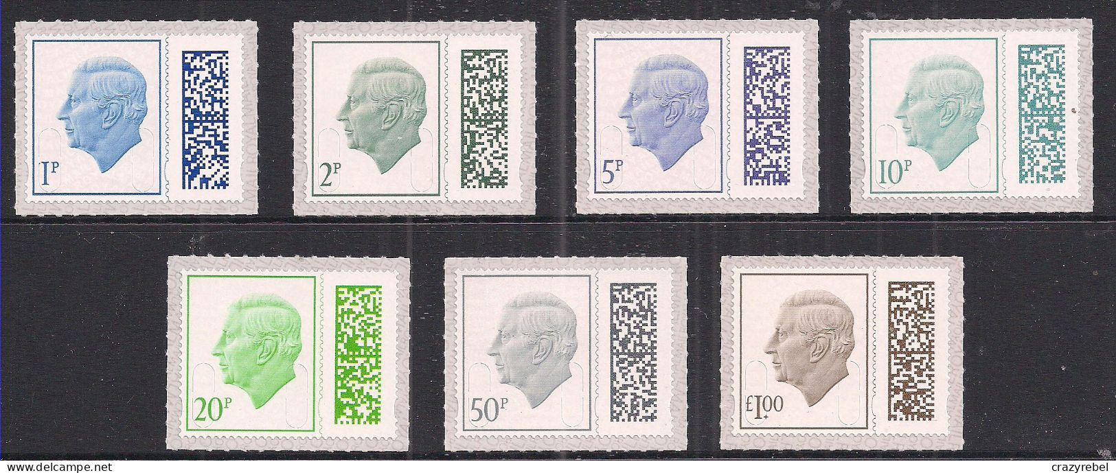 GB 2023 KC Set 7 X Low Values 1p To £1 Umm Barcode M23L ( 739 ) - Ungebraucht