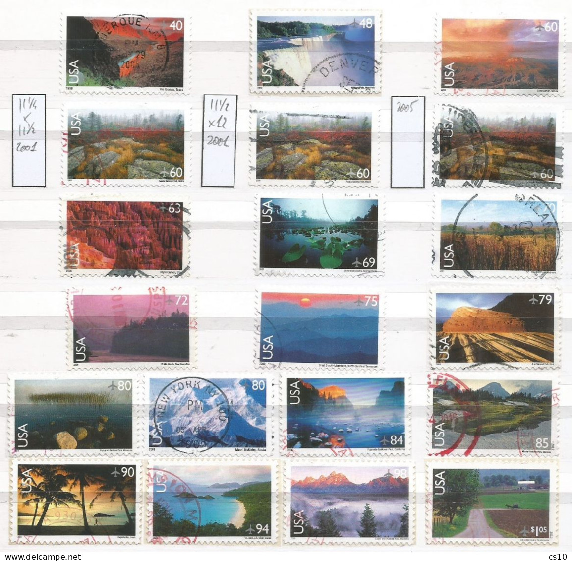 USA 1999 / 2012 Airmail Landscapes Cpl 18+2v Set  SC.#C133/C150 - ALL IN VFU CONDITION - Años Completos