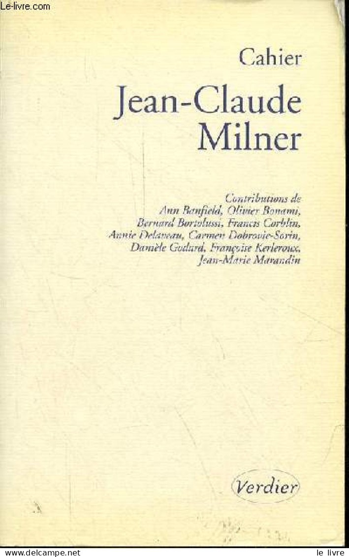 Cahier Jean-Claude Milner. - Marandin Jean-Marie (sous La Directe De) - 2000 - Non Classés