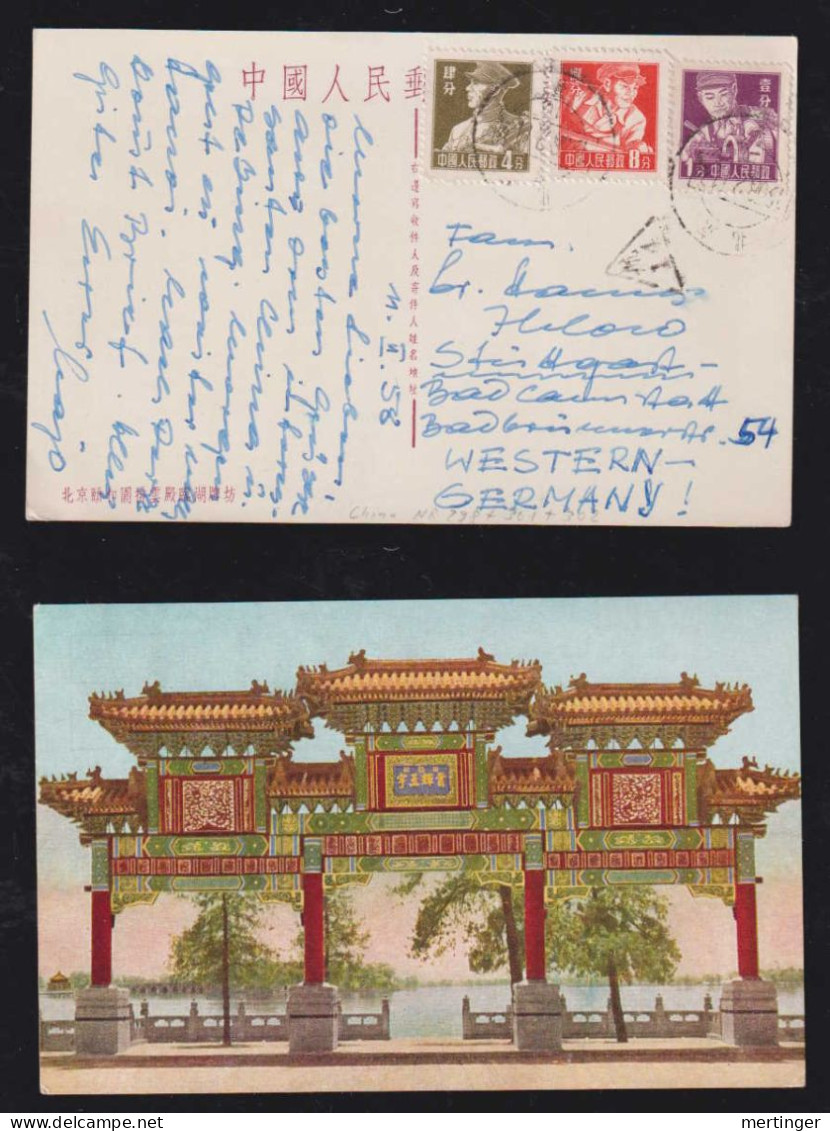 China 1958 Picture Postcard To STUTTGART Germany - Lettres & Documents