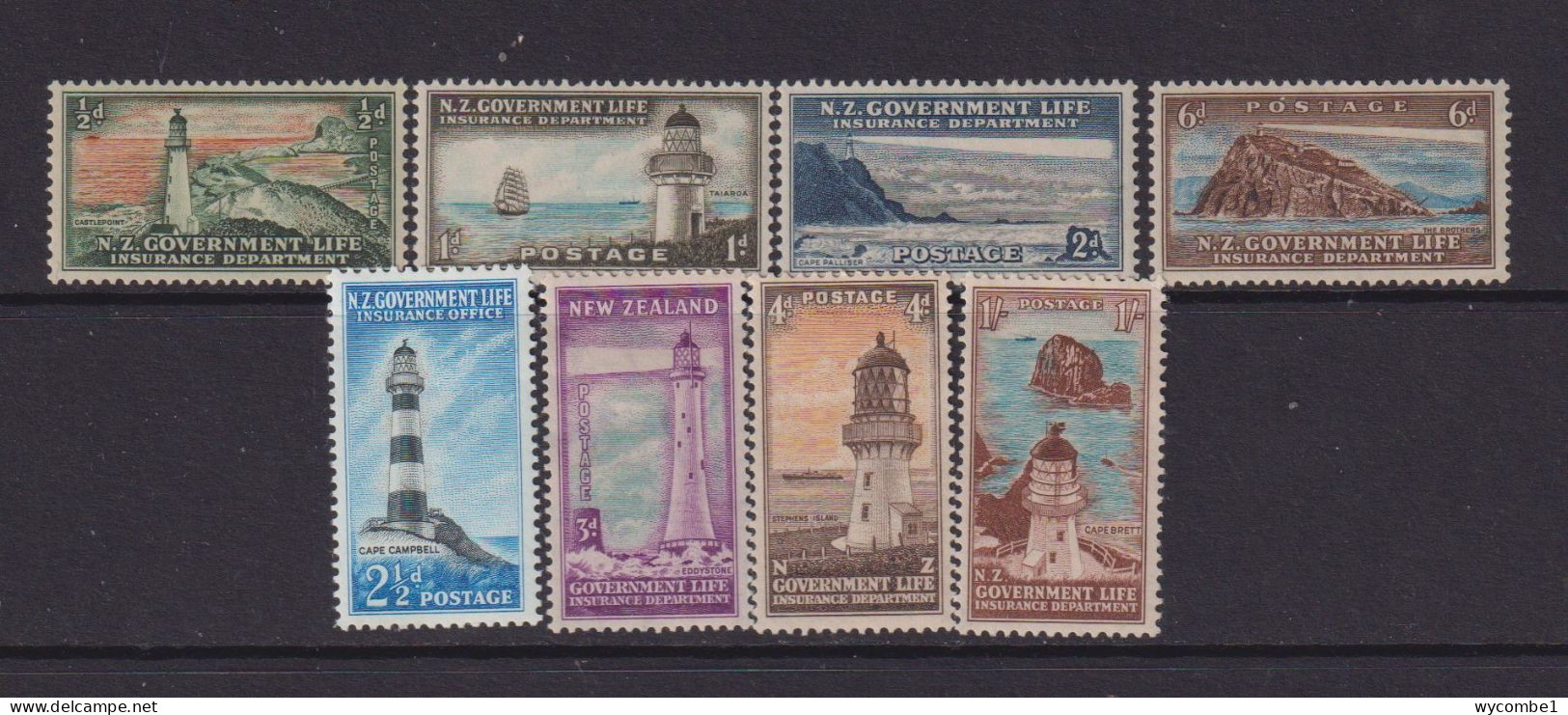 NEW ZEALAND  - 1947 Life Insurance Lighthouses Set Hinged Mint - Officials