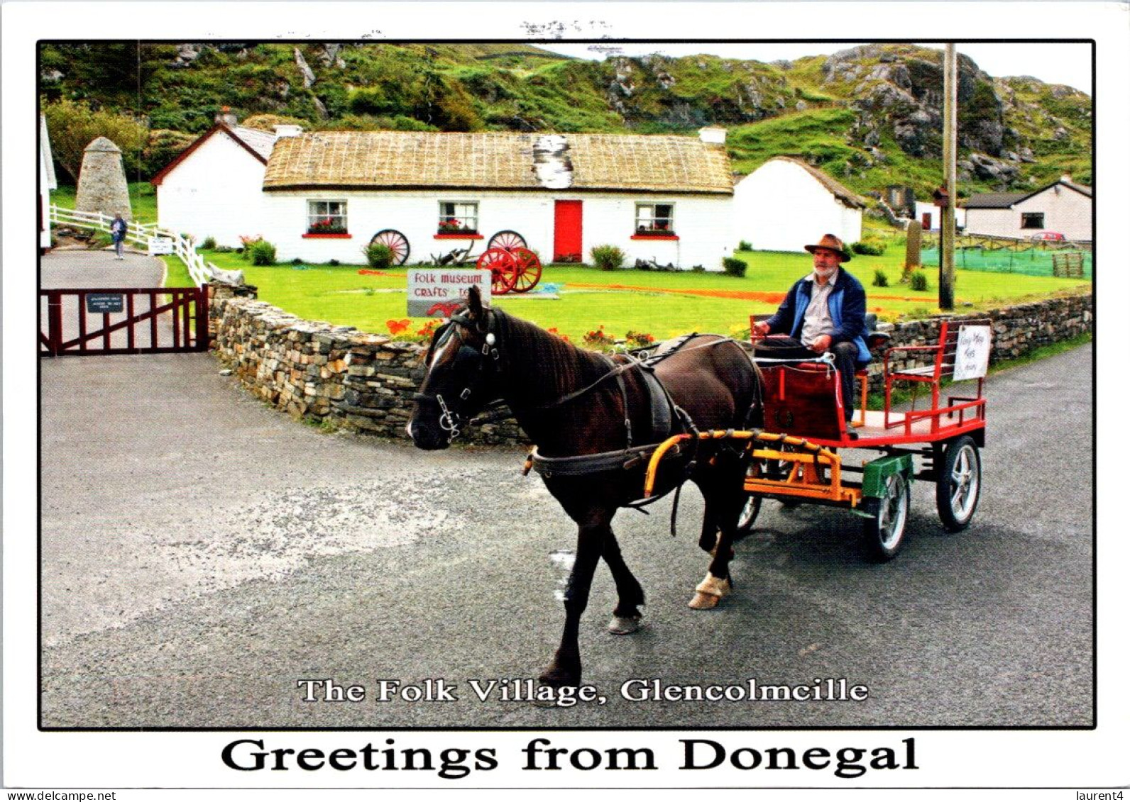 8-12-2023 (1 W 37) Ireland (posted To Australi 2013) Co Donegal - Horse Carriage  (with Anemone Stamp) - Donegal