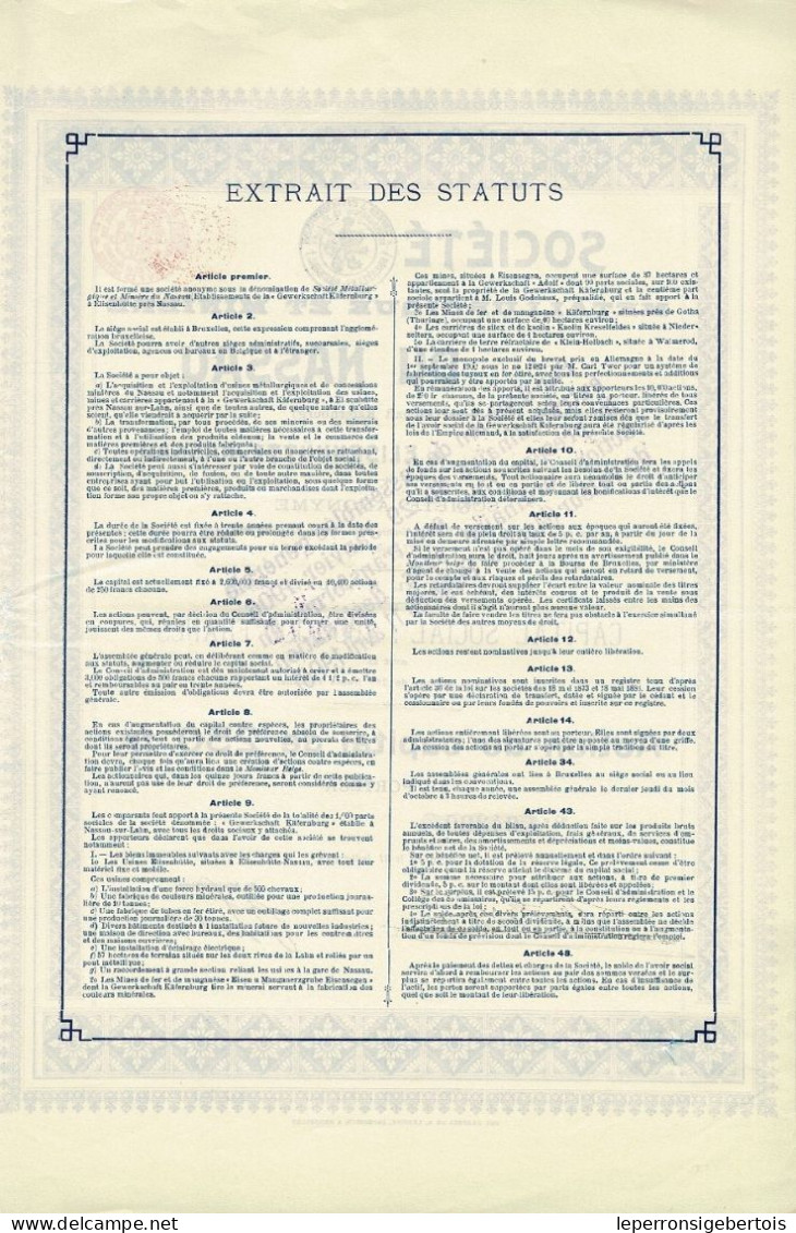 - Titre De 1904 - Société Métallurgique Et Minière Du Nassau - à Elisenhütte-Nassau - - Industrie