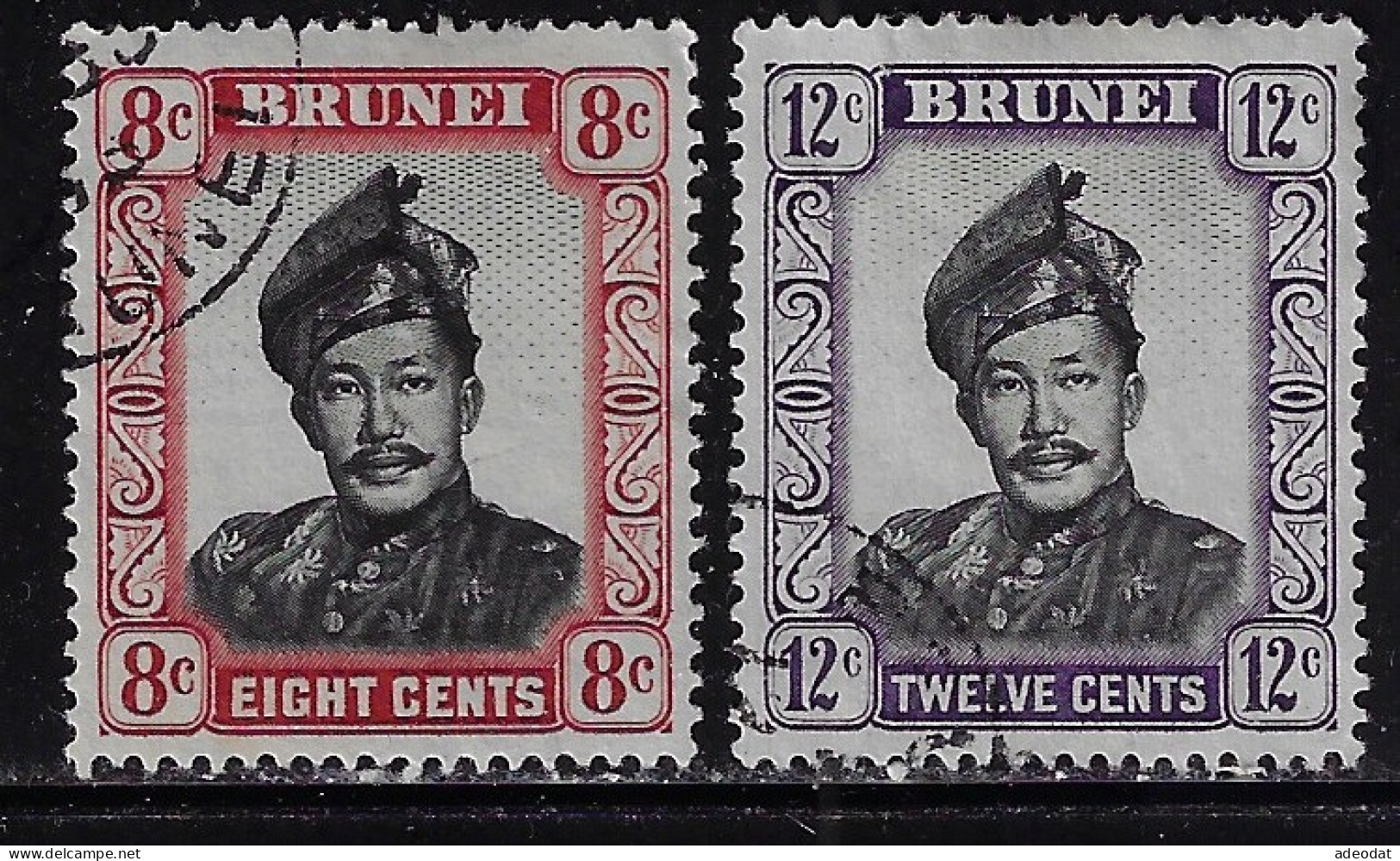 BRUNEI 1964  SULTAN OMAR ALI SAIFUDDIN SCOTT#106,108 USED - Brunei (...-1984)