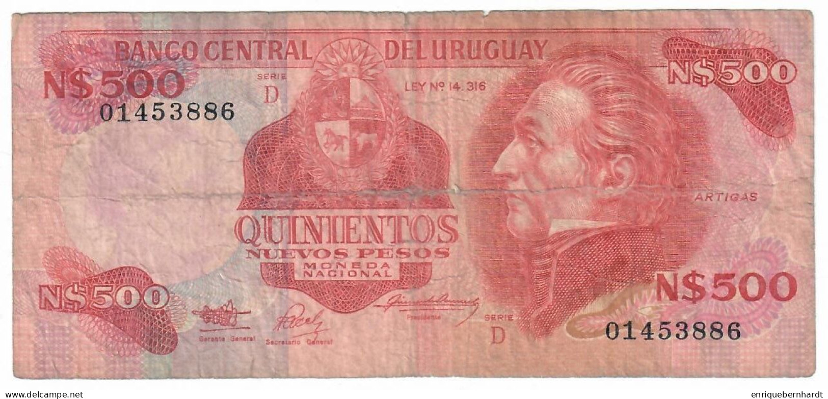 URUGUAY // 500 NUEVOS PESOS MONEDA NACIONAL - PICK 63A // AÑO 1991 - Uruguay