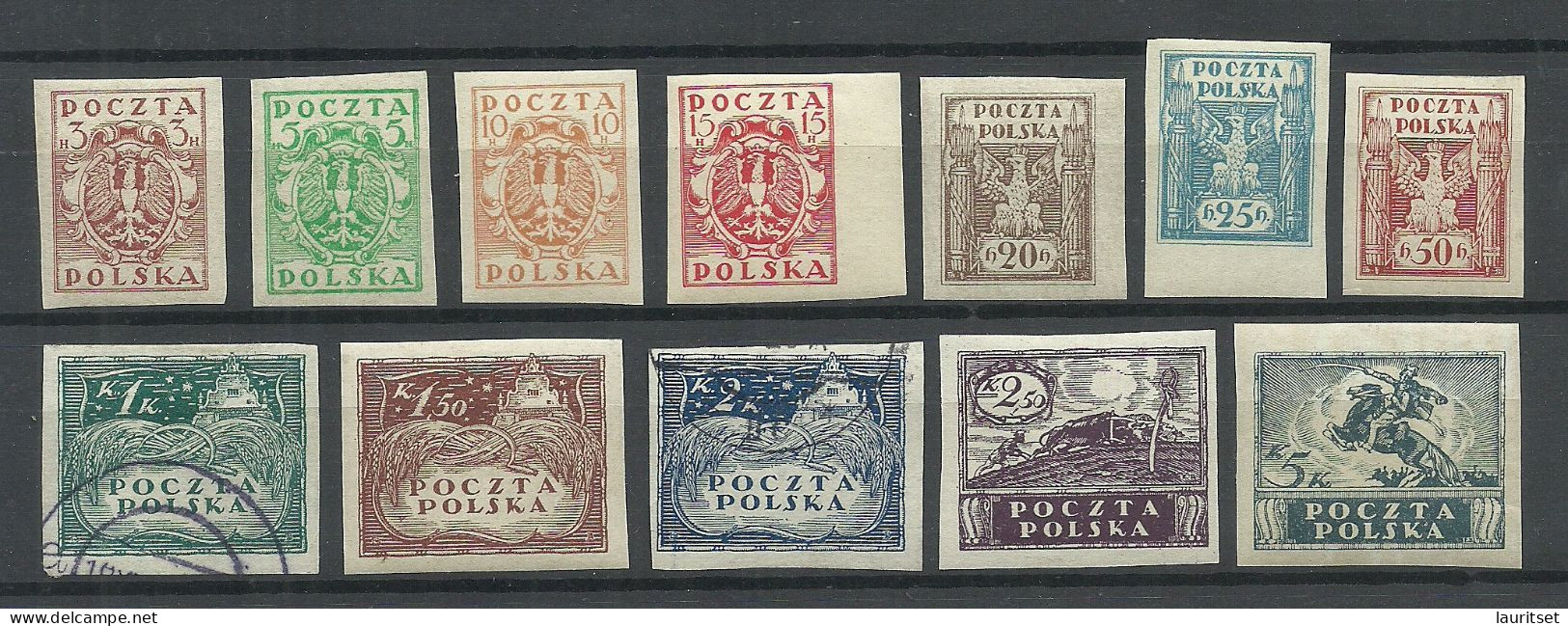 POLEN Poland 1919 Michel 65 - 76 */o (only 2 Stamps Are Used) - Ungebraucht