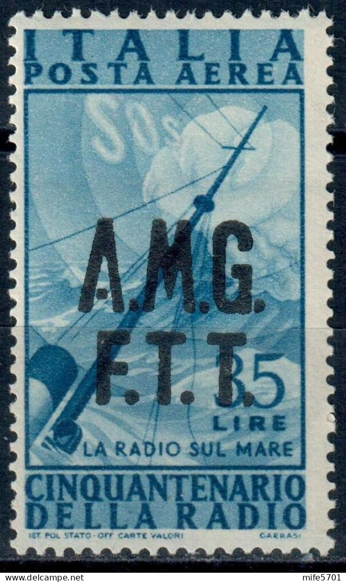 AMG-FTT 1947 POSTA AEREA L. 35 CINQUANTENARIO INVENZIONE DELLA RADIO SOPRASTAMPATO - NUOVO MNH ** - SASSONE PA11 - Luchtpost