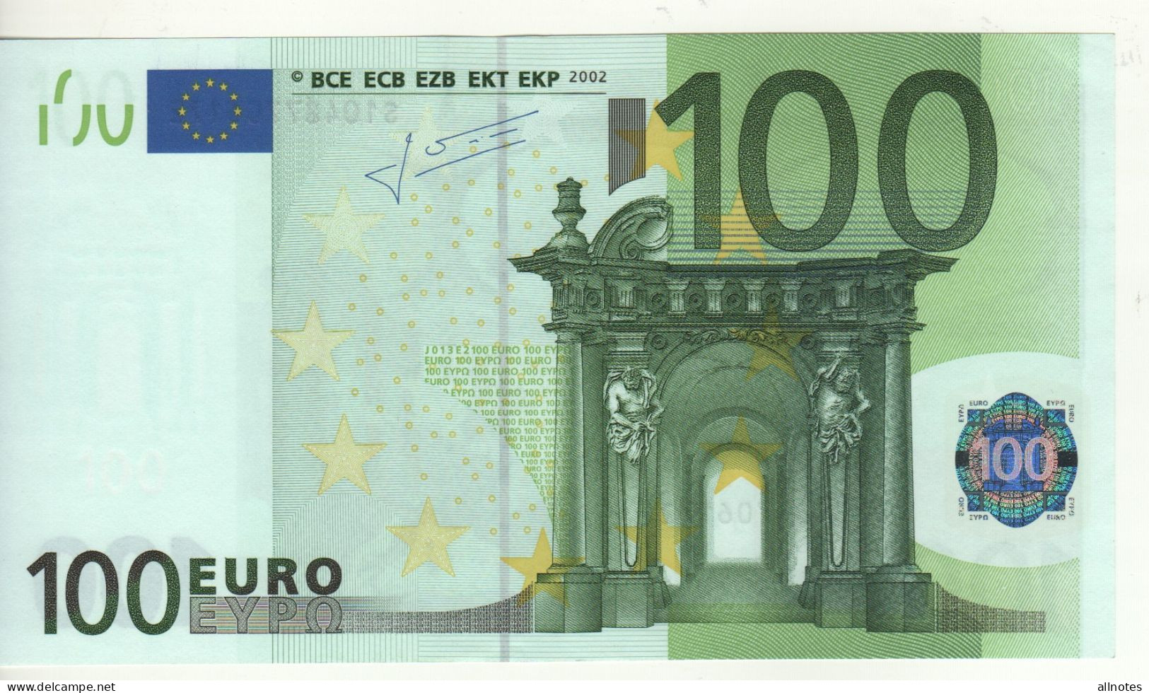 100 EURO  "S"   ITALY    Firma Trichet   J 013 E2   /  A  - UNC - 100 Euro