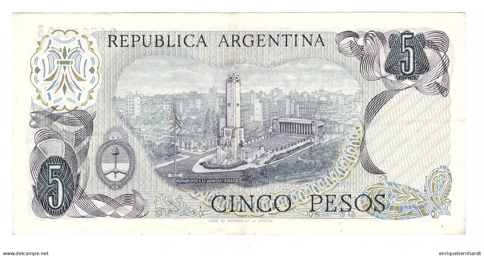 ARGENTINA // 5 PESOS DECRETO-LEY 18188/69 - SERIE B - PICK 294a // AÑO 1975 - Argentine