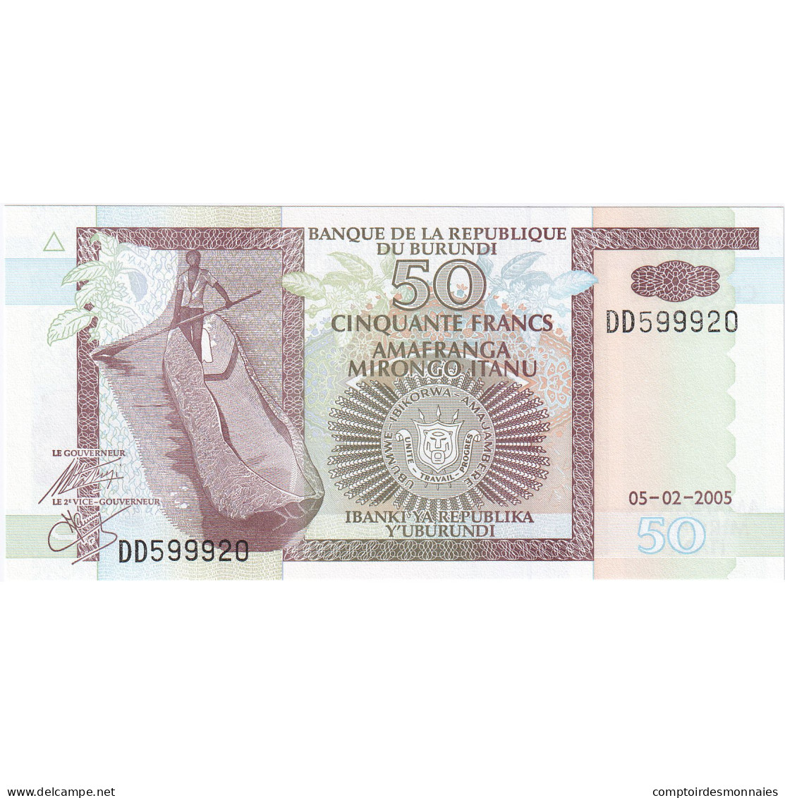 Burundi, 50 Francs, 1993-1997, 2005-02-05, KM:36e, NEUF - Burundi