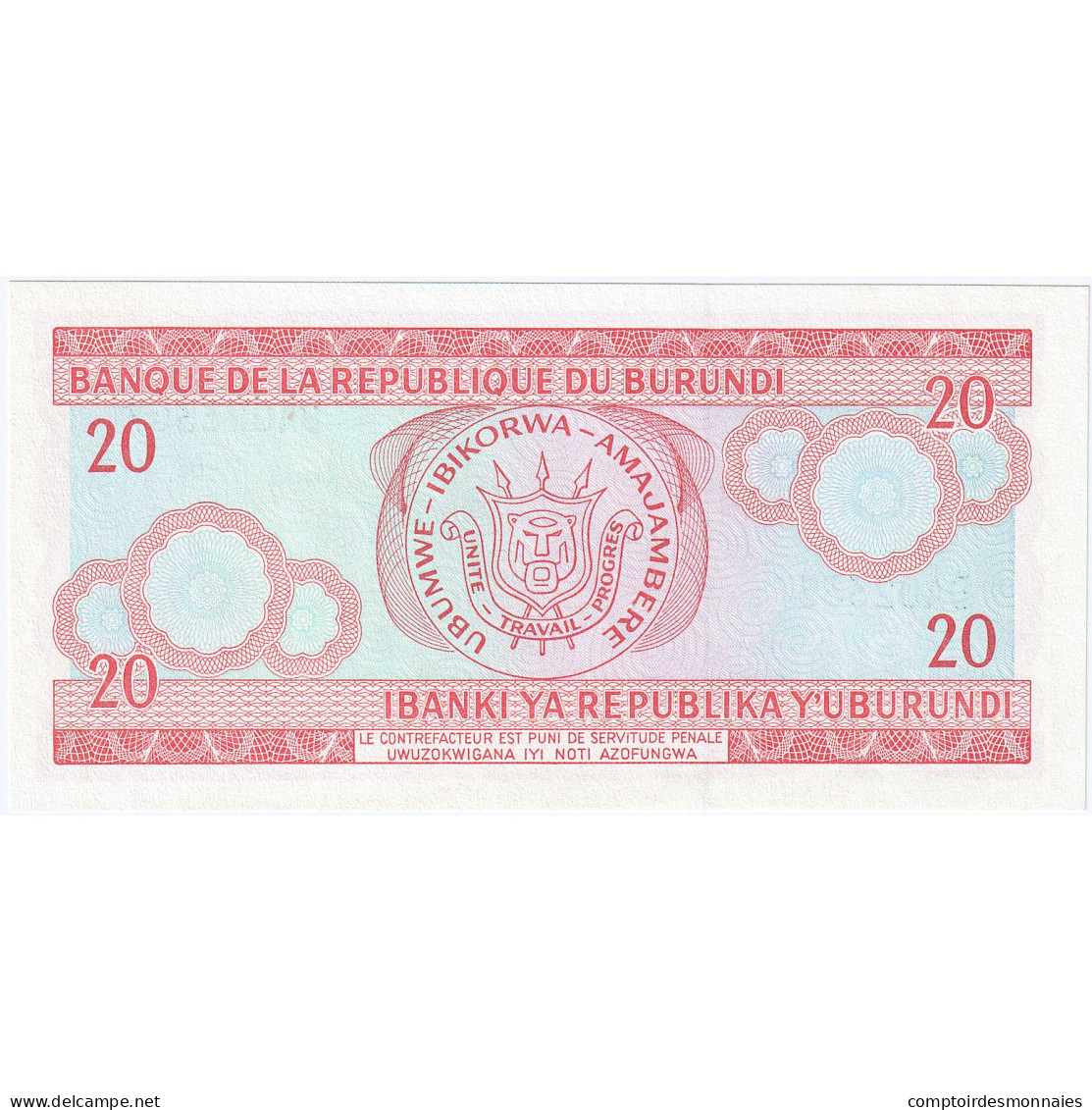 Burundi, 20 Francs, 2001, 2001-08-01, KM:27b, NEUF - Burundi