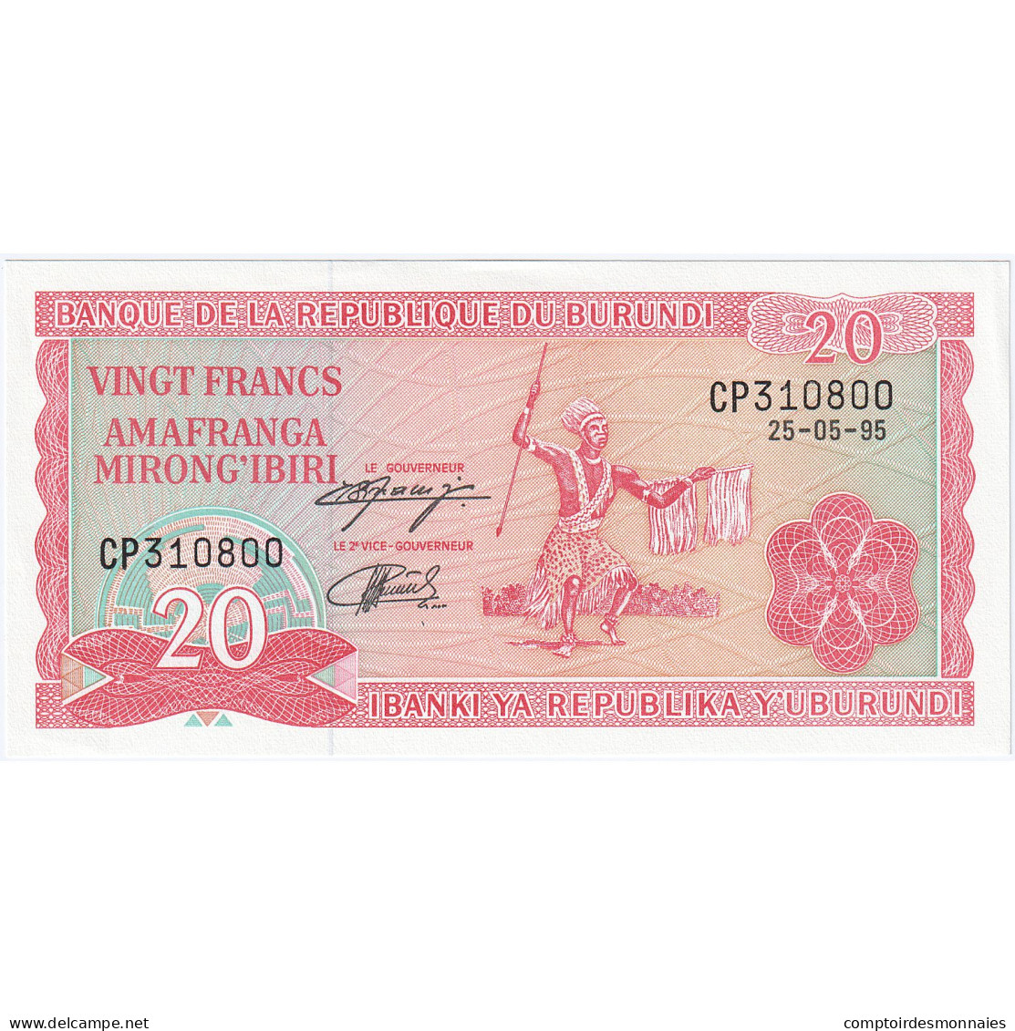 Burundi, 20 Francs, 1995, 1995-05-25, KM:27b, NEUF - Burundi