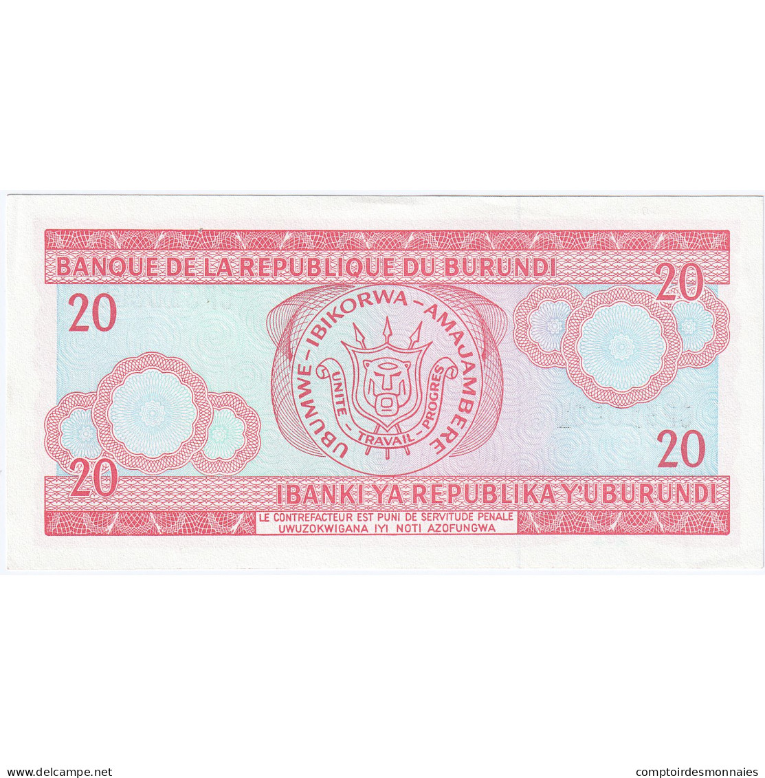 Burundi, 20 Francs, 1995, 1995-05-25, KM:27b, NEUF - Burundi