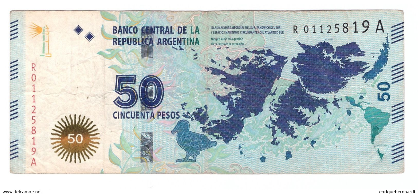 ARGENTINA // 50 PESOS - SERIE A Y REPOSICIÓN - PICK 362a // AÑO 2015 - Argentine