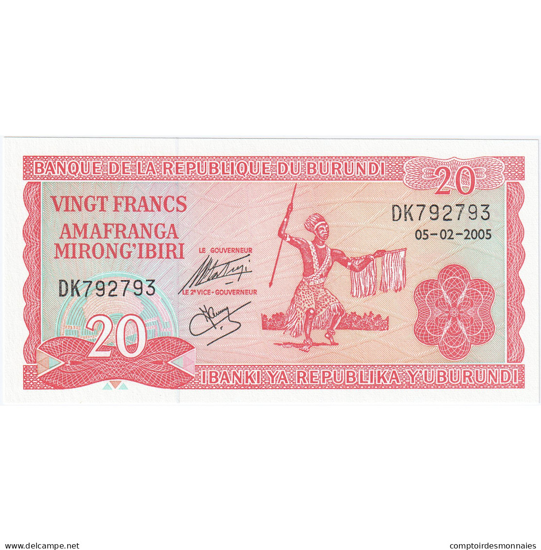 Burundi, 20 Francs, 2005, 2005-02-05, KM:27b, NEUF - Burundi