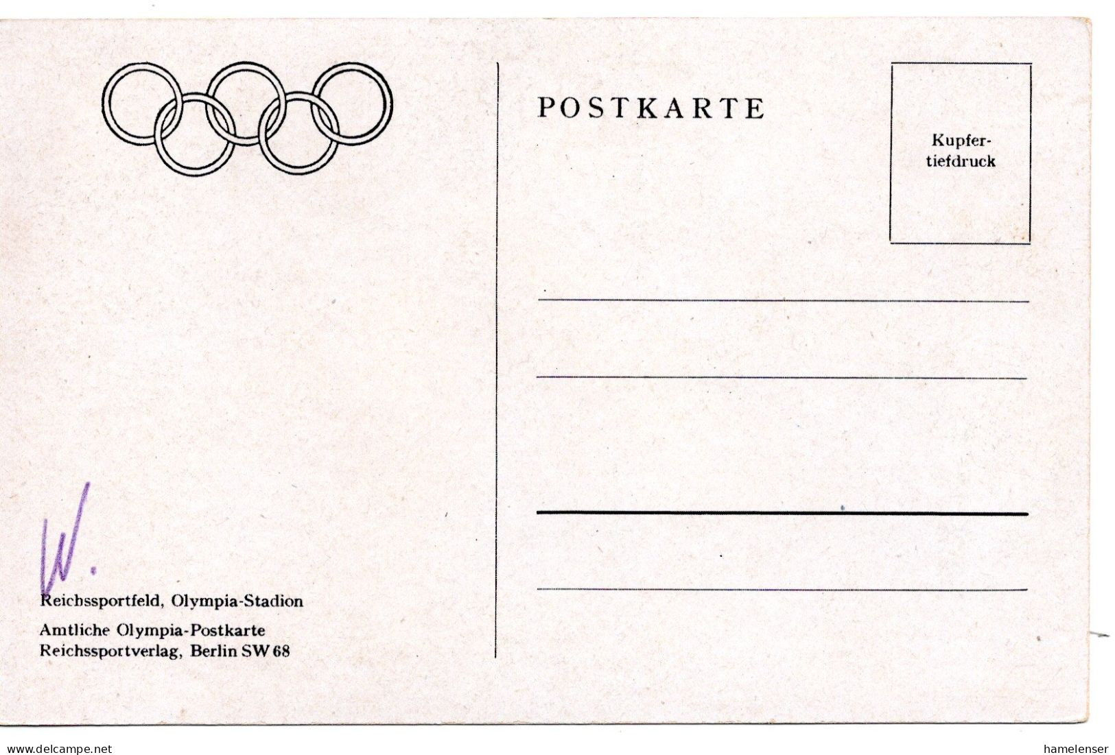 61136 - Deutsches Reich - 1936 - Ans.-Kte. "Olympia-Stadion", Ungebraucht - Olympische Spelen