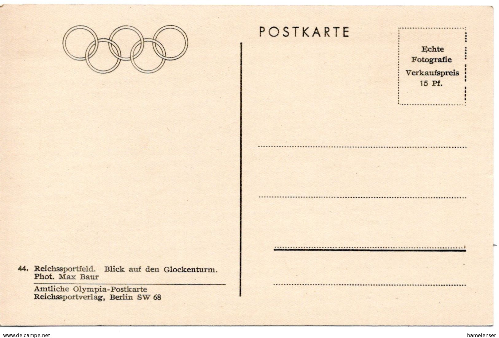 61137 - Deutsches Reich - 1936 - Ans.-Kte. "Olympia-Stadion, Glockenturm", Ungebraucht - Olympische Spiele