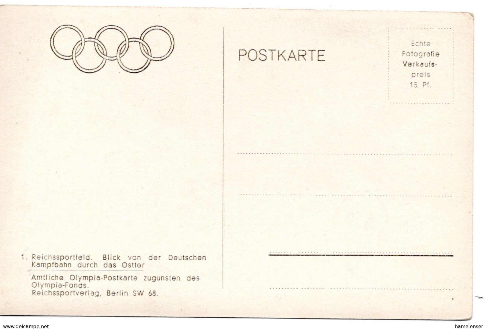 61138 - Deutsches Reich - 1936 - Ans.-Kte. "Olympia-Stadion, Ost-Tor", Ungebraucht - Olympische Spelen