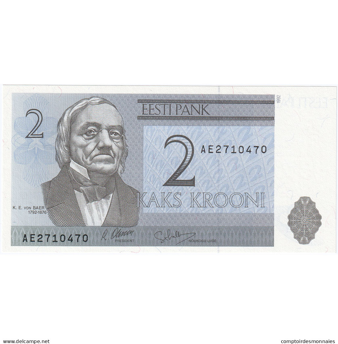 Estonie, 2 Krooni, 1992, KM:70a, NEUF - Estonie