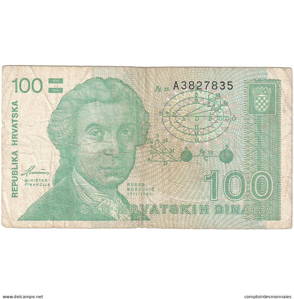 Croatie, 100 Dinara, 1991-1993, 1991-10-08, KM:20a, TB - Croatie