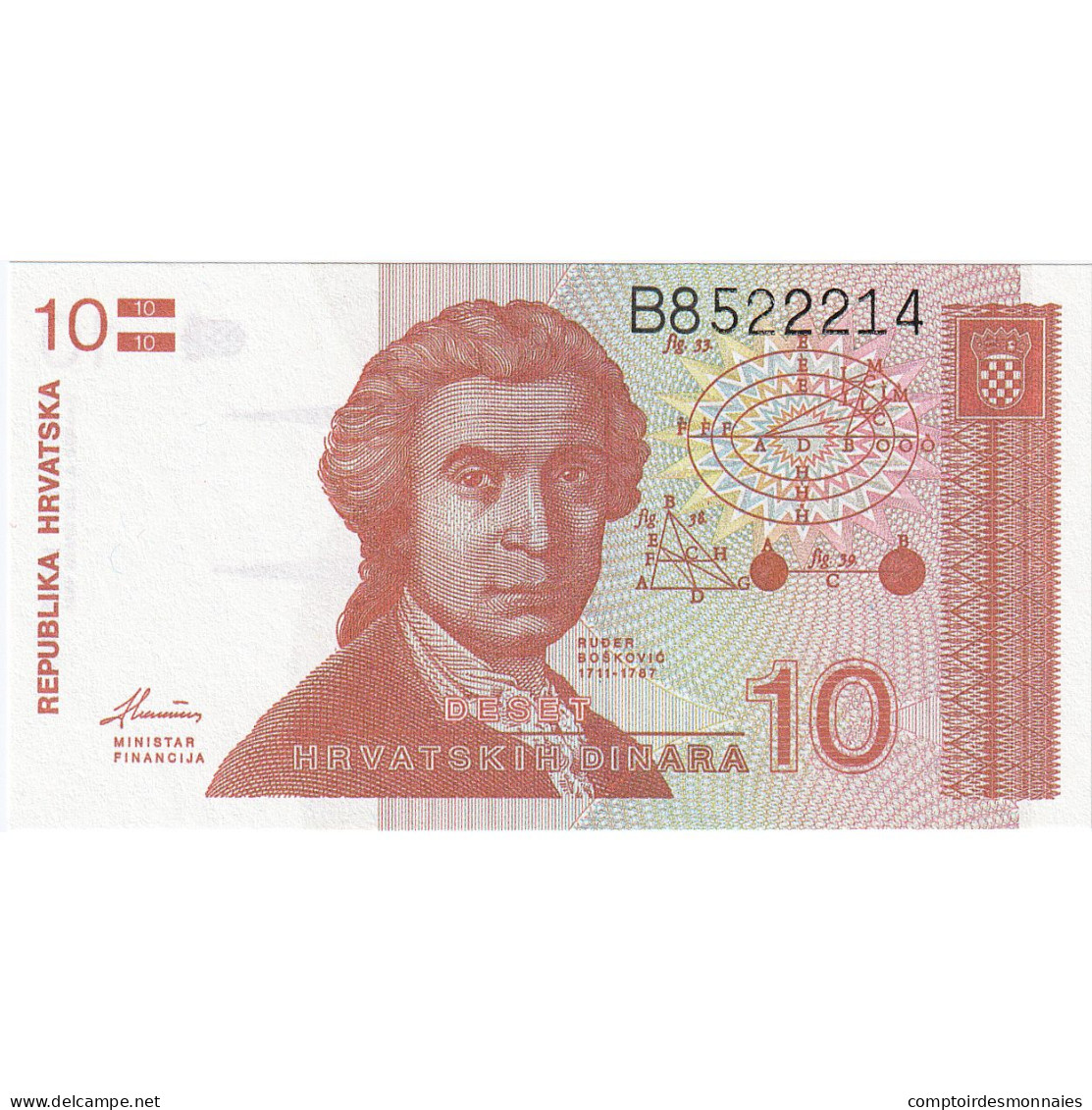 Croatie, 10 Dinara, KM:18a, NEUF - Croatie