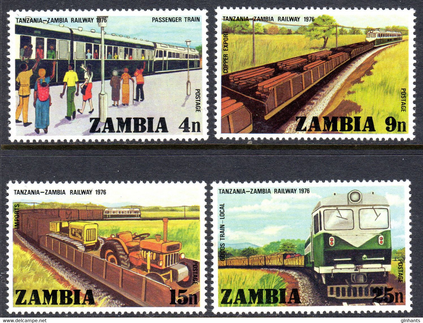 ZAMBIA - 1976 RAILWAY OPENING SET (4V) FINE MNH ** SG 253-256 - Zambie (1965-...)