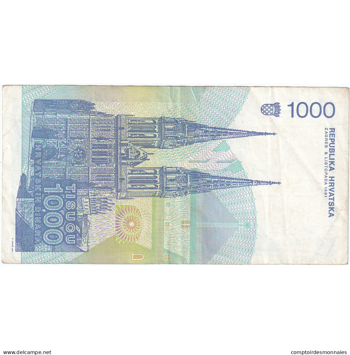 Croatie, 1000 Dinara, 1991, 1991-10-08, KM:22a, TB - Croatie