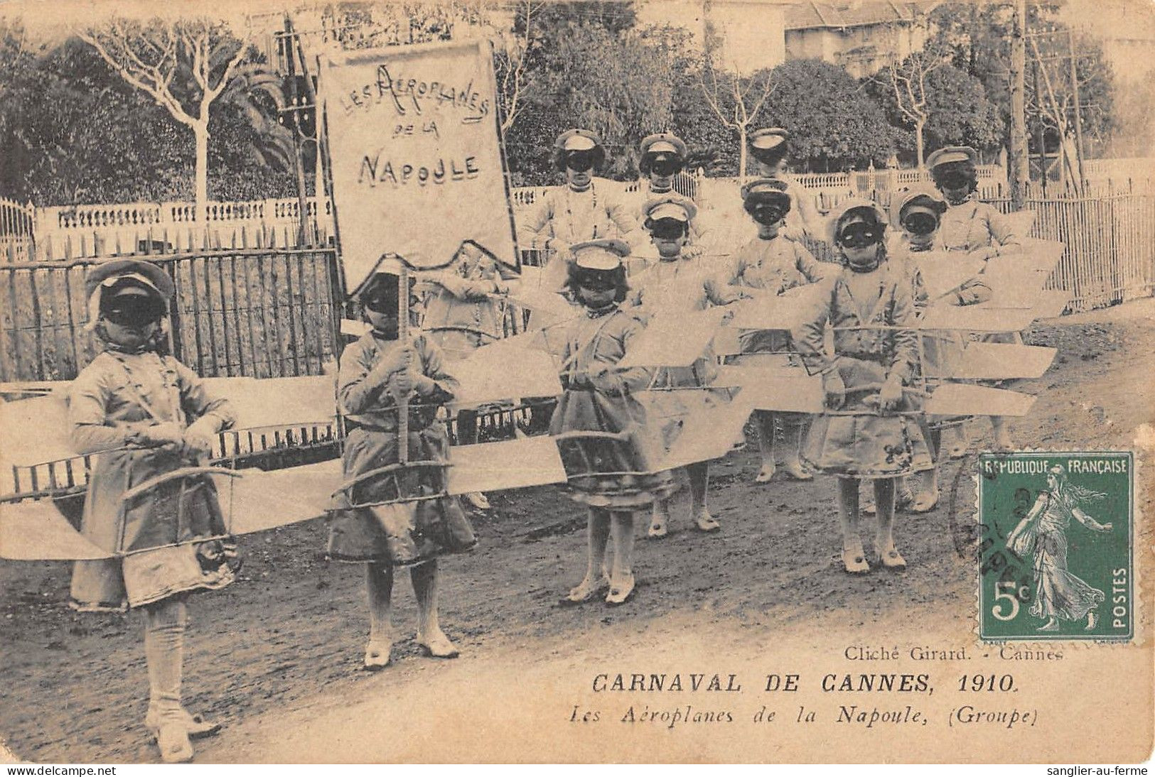 CPA 06 CARNAVAL DE CANNES 1910  / LES AEROPLANES DE LA NAPOULE / GROUPE - Cannes