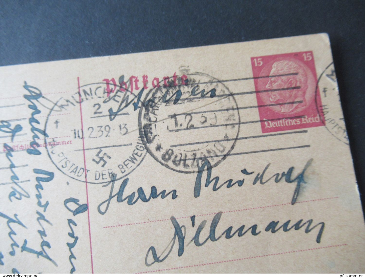 3.Reich 1939 Auslands PK GA P 227 München Hauptstadt Der Bewegung - Bolzano / Poste Restante - Briefkaarten