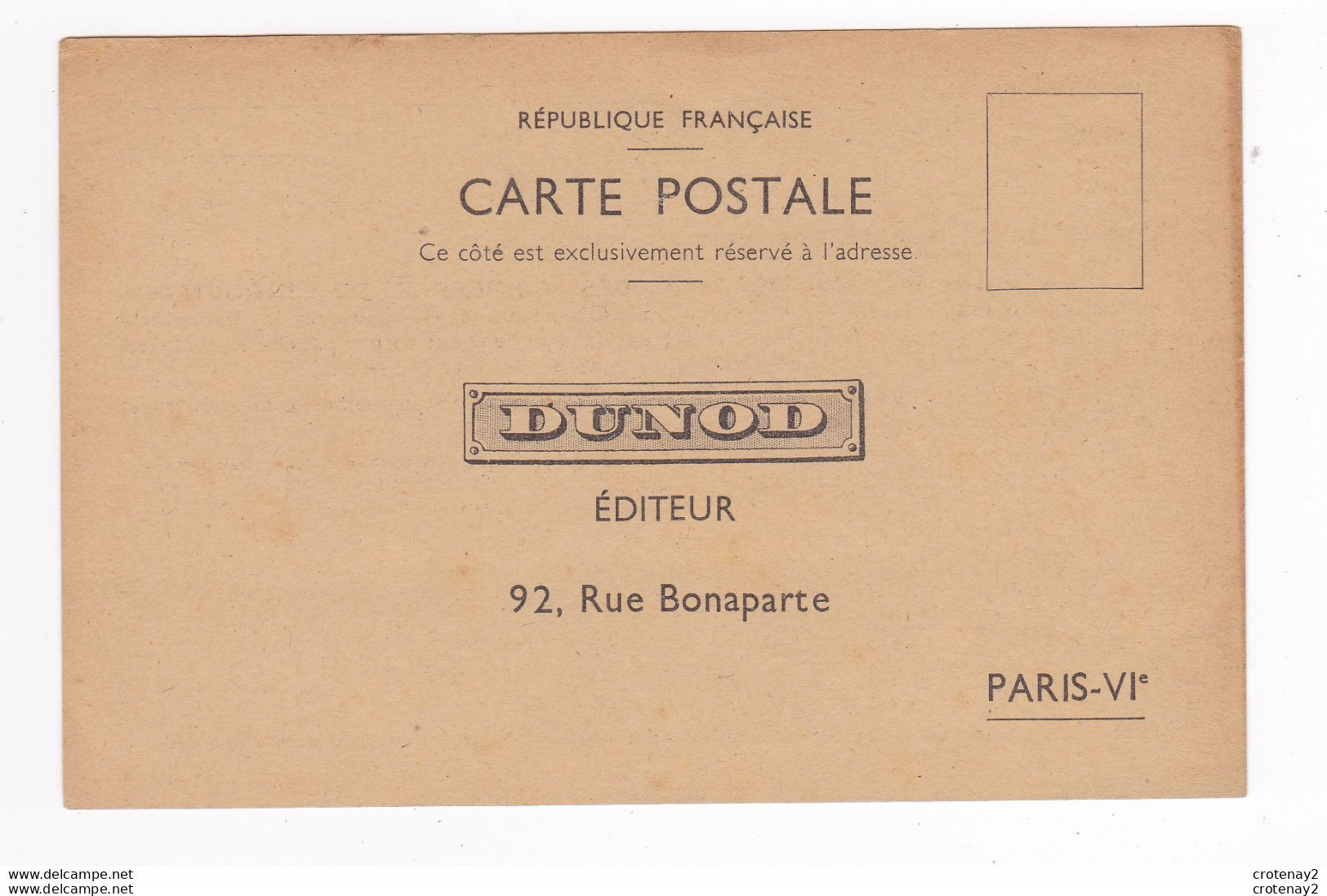 RARE Carte Postale De La Librairie DUNOD Pour Commande Livres En 1940 éditeur 92 Rue Bonaparte Paris 6ème VOIR DOS - Boeken & Catalogi