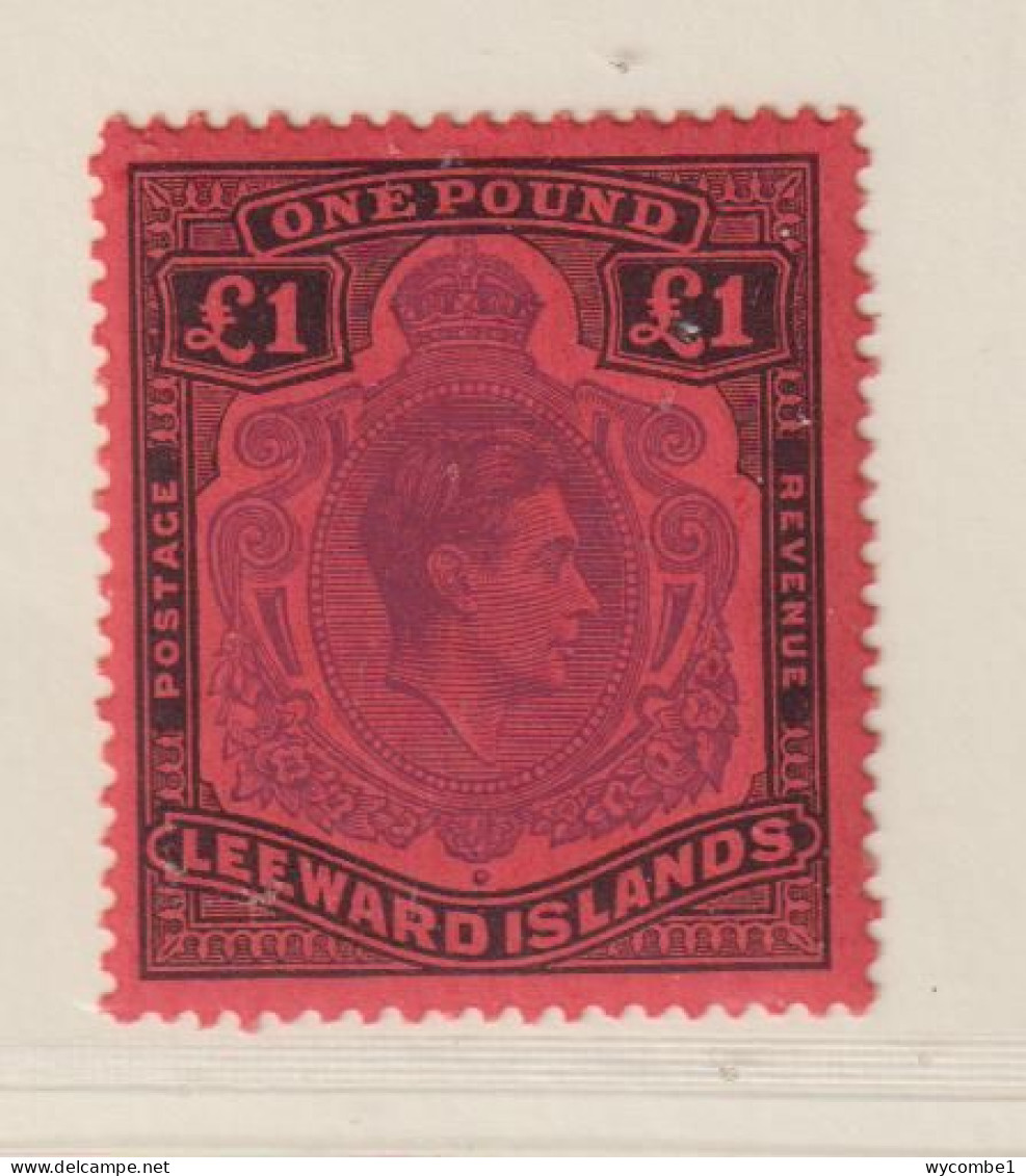 LEEWARD ISLANDS  - 1938+ George VI £1 Hinged Mint (c) - Leeward  Islands