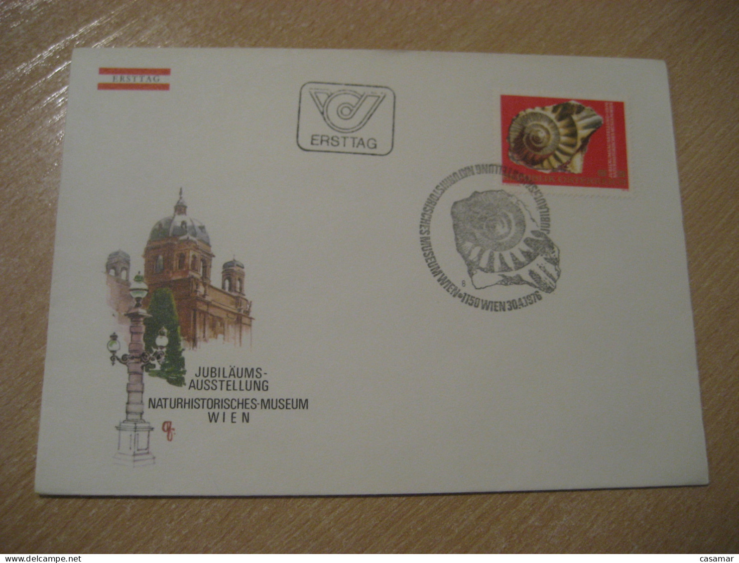 WIEN 1976 Ammonite Mollusc Natural History Museum FDC Cancel Cover AUSTRIA Fossil Fossils Animals Fossiles Geology Fosil - Fossils