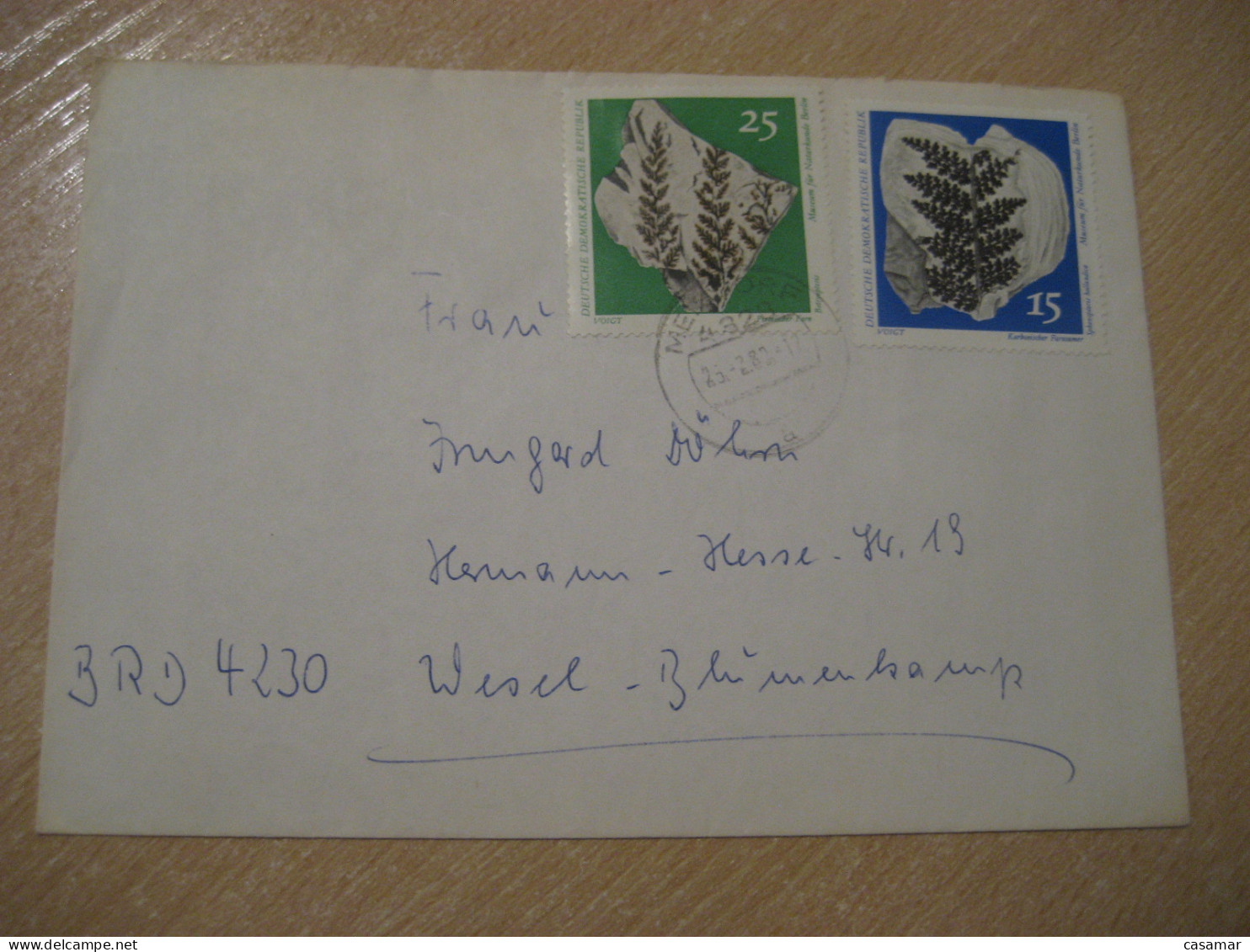 MEISDORF 198? To Wesel Cancel Cover DDR GERMANY Fossil Fossils Animals Fossiles Geology Geologie - Fossiles