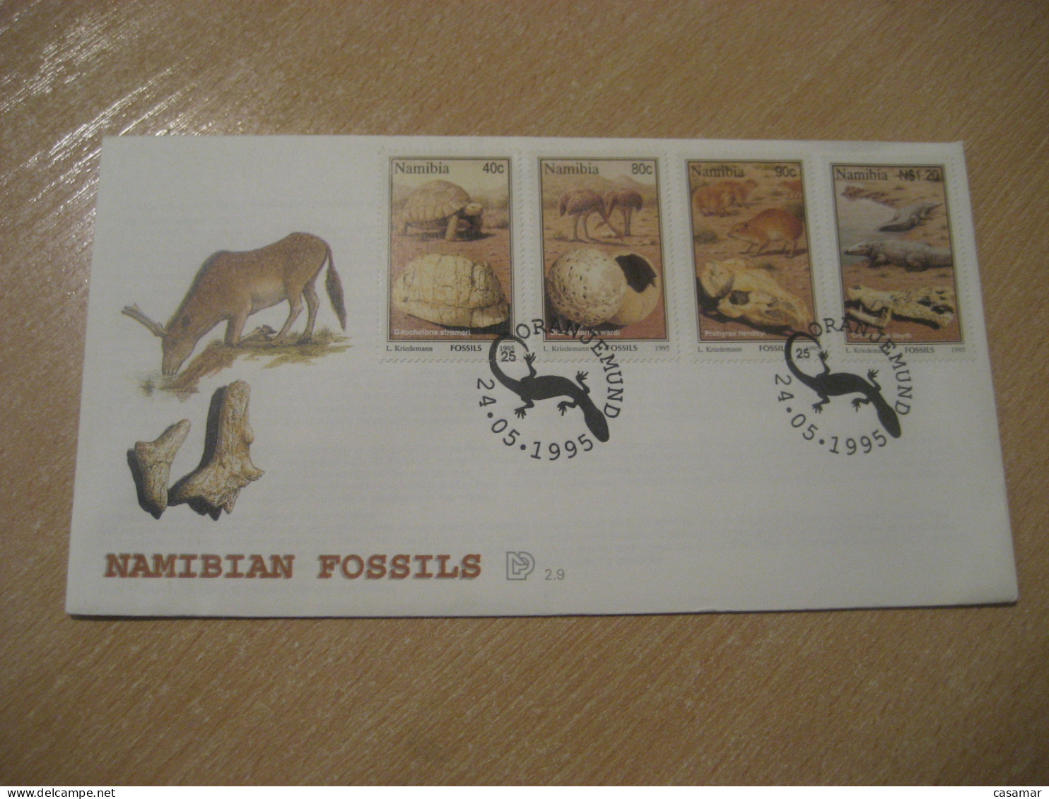 ORANJEMUND 1995 Turtle Crocodile ... FDC Cancel Cover NAMIBIA Fossil Fossils Animals Fossiles Geology Geologie - Fossilien