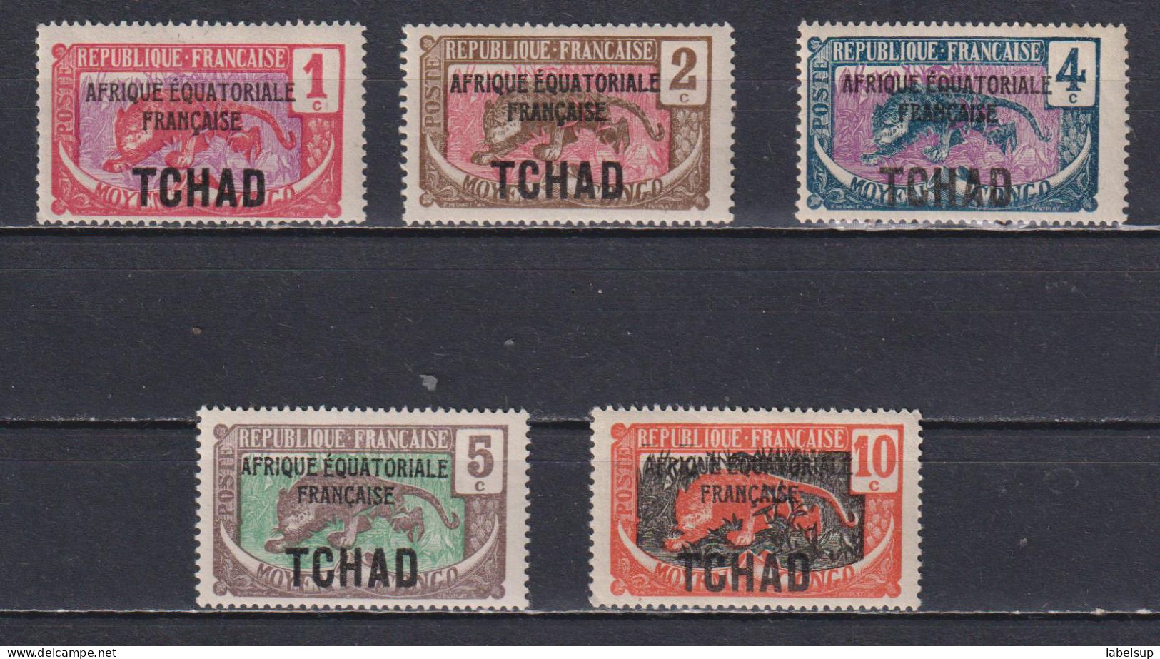 Timbres Neufs* Du Tchad De 1924 Et 1930 Léopard Surchargé - Nuevos