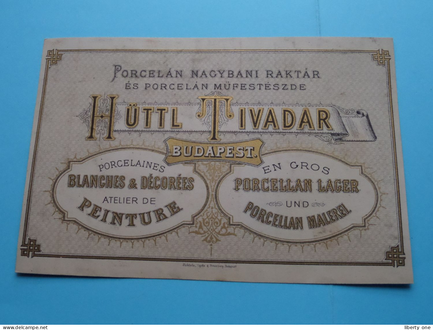 Porcelan Nagybani Raktar HÜTTL TIVADAR Budapest > Birkholz ( See SCANS > Porcelaines ) Form. +/- 19 X 13 Cm. ! - Advertising