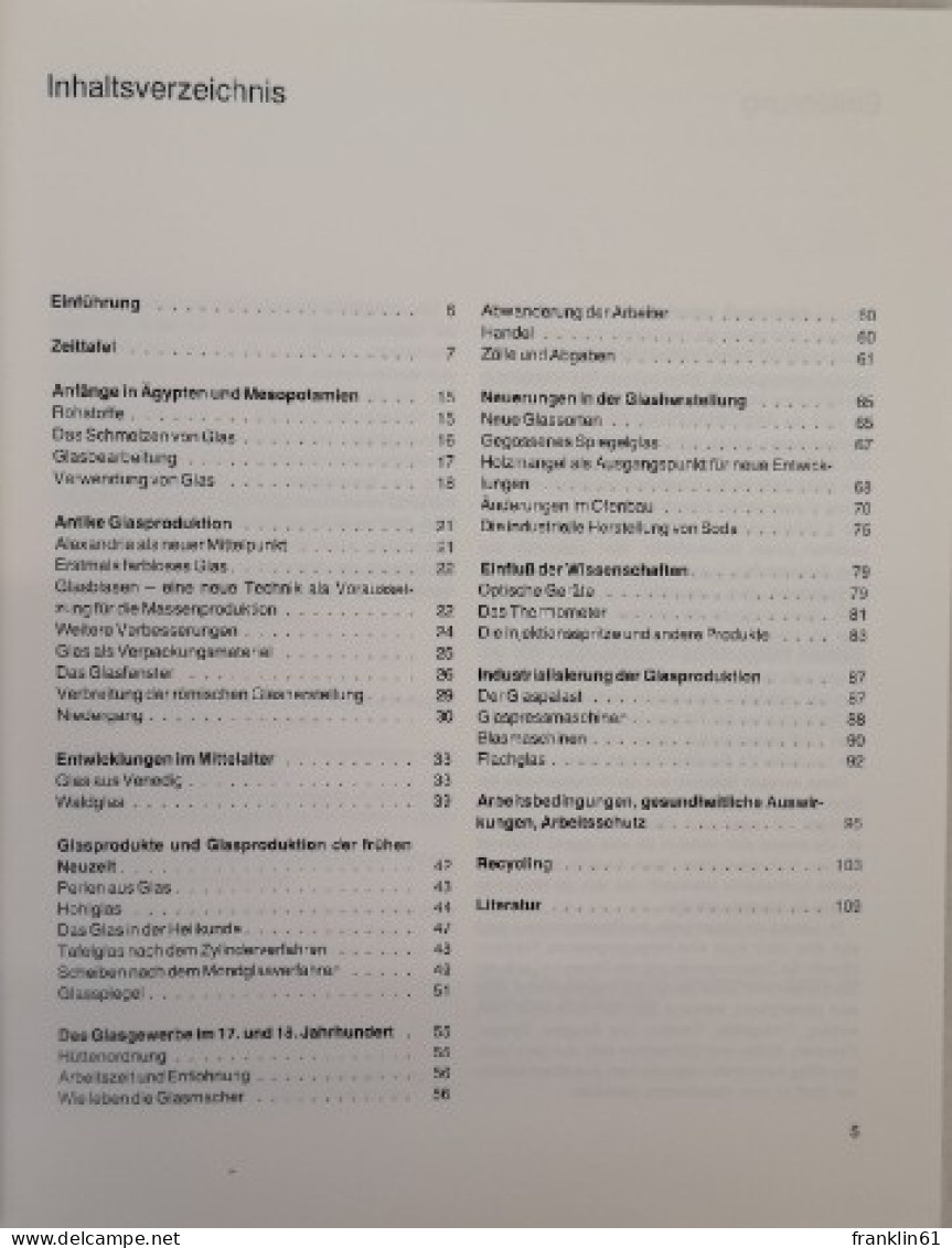Glasherstellung. Produkte. Technik. Organisation. Deutsches Museum. - Bricolaje