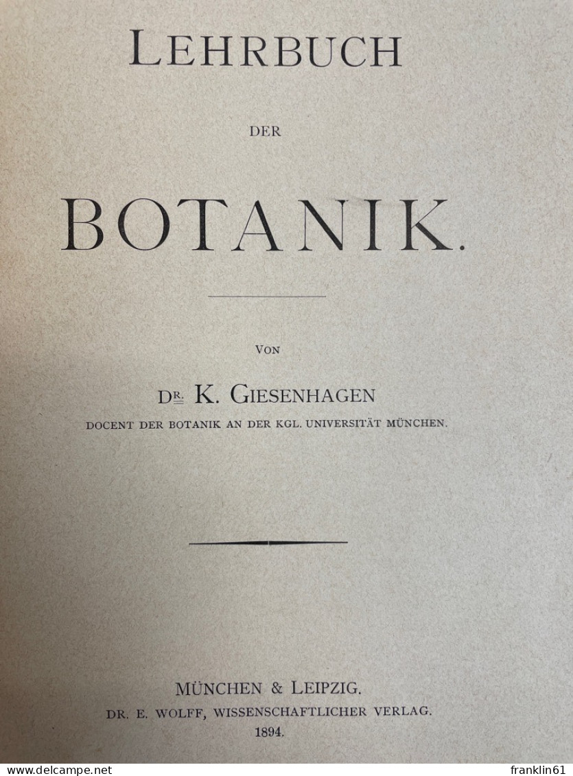 Lehrbuch Der Botanik. - Natuur