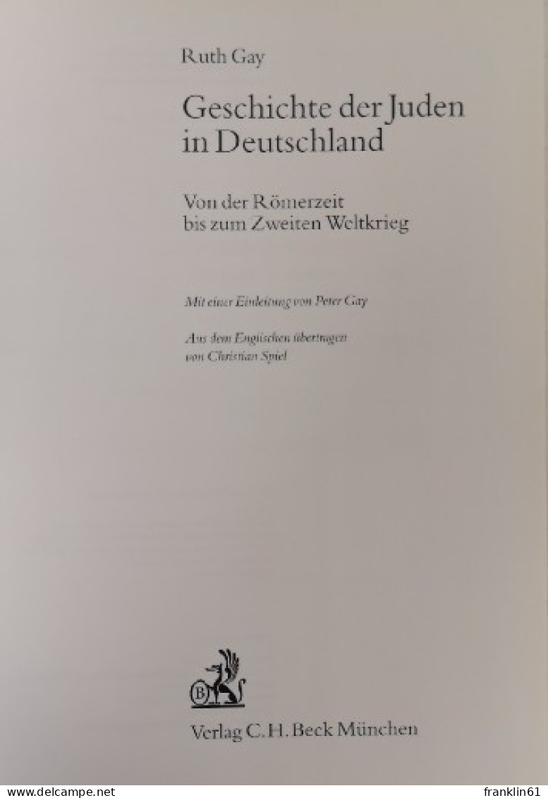 Geschichte Der Juden In Deutschland. Von Der Römerzeit Bis Zum Zweiten Weltkrieg. - 4. 1789-1914