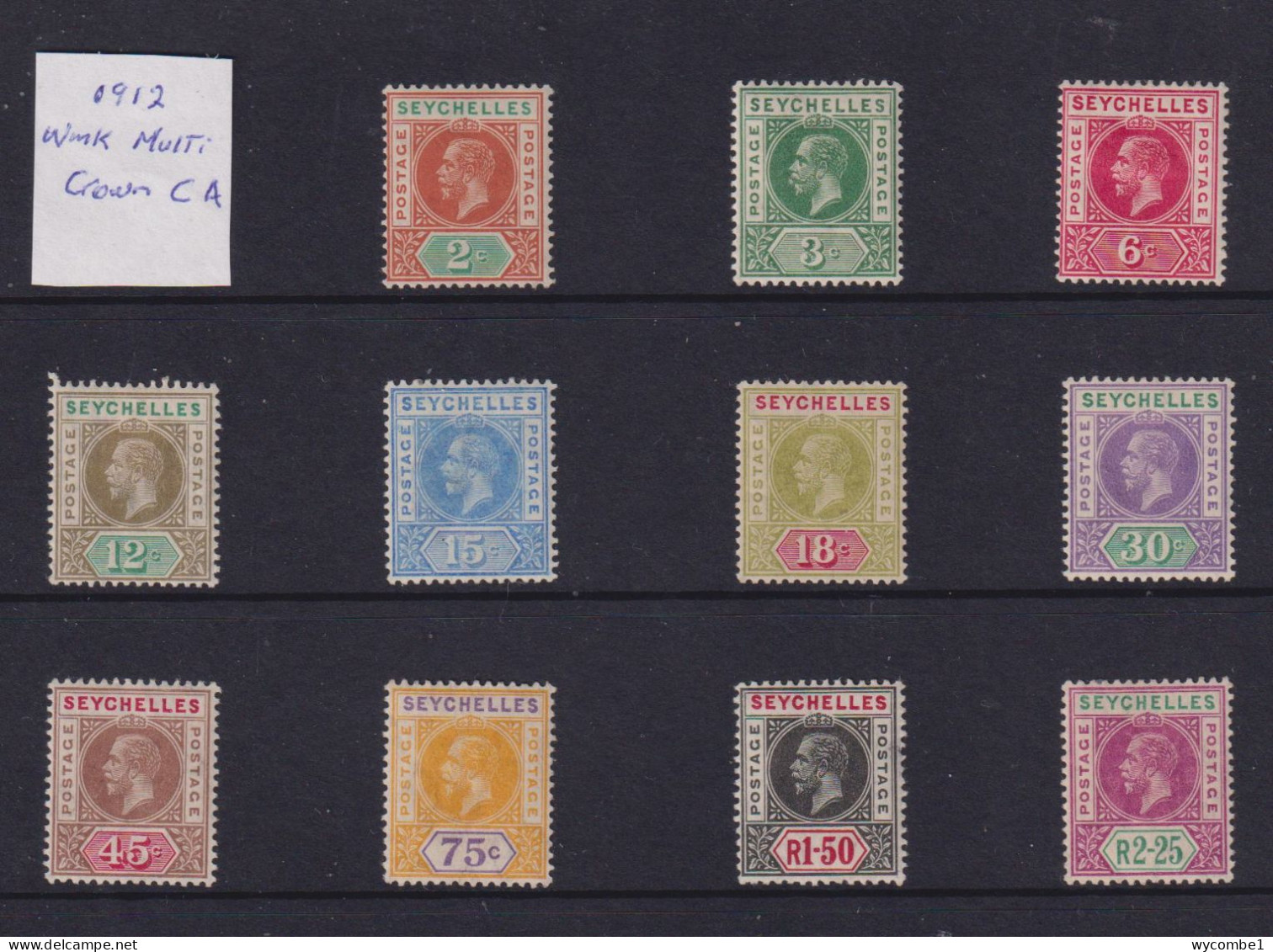 SEYCHELLES  - 1912-13  George V Wm Mult Crown CA Set Hinged Mint - Seychelles (...-1976)